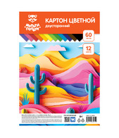Картон цветной А4, BG, 60л., 12цв., тонированный, ассорти, 180г/м2